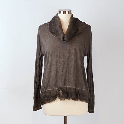 Sacred Threads Tunic Cowl Neck Long Sleeve Blouse Gray - S