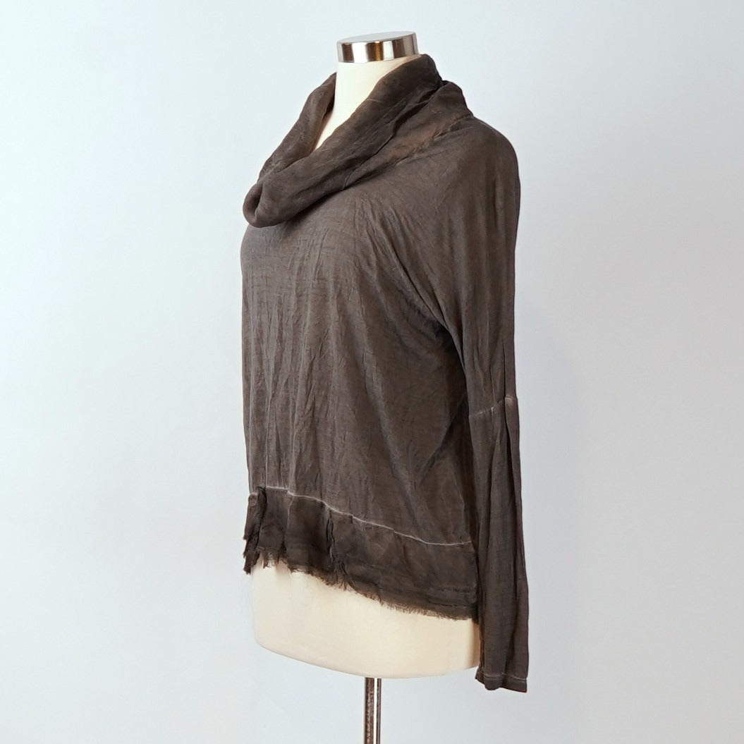 Sacred Threads Tunic Cowl Neck Long Sleeve Blouse Gray - S