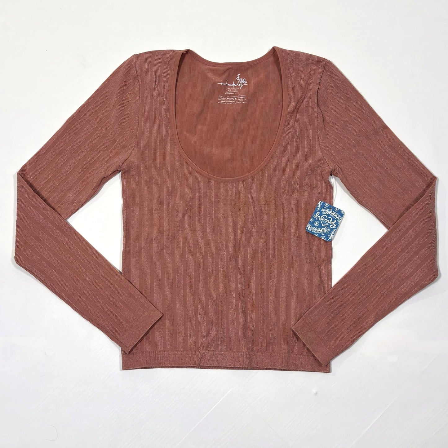 Free People Lucky You Layering Top Ribbed Knit Shimmer Pink Stretch - XS/S