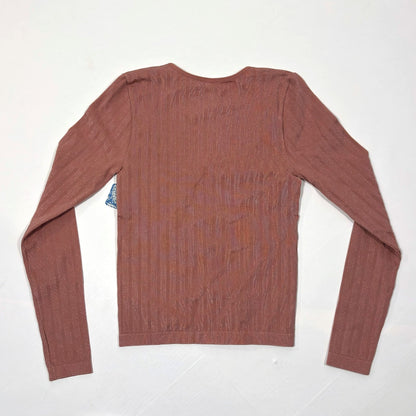 Free People Lucky You Layering Top Ribbed Knit Shimmer Pink Stretch - XS/S