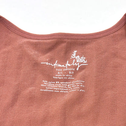 Free People Lucky You Layering Top Ribbed Knit Shimmer Pink Stretch - XS/S