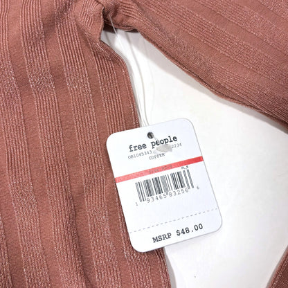 Free People Lucky You Layering Top Ribbed Knit Shimmer Pink Stretch - XS/S