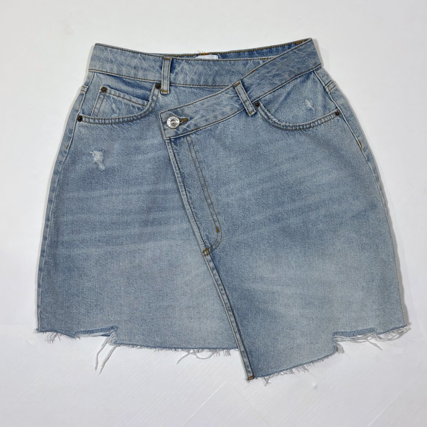 Urban Outfitters BDG Asymmetrical Cross Wrap Distressed Denim Skirt - S