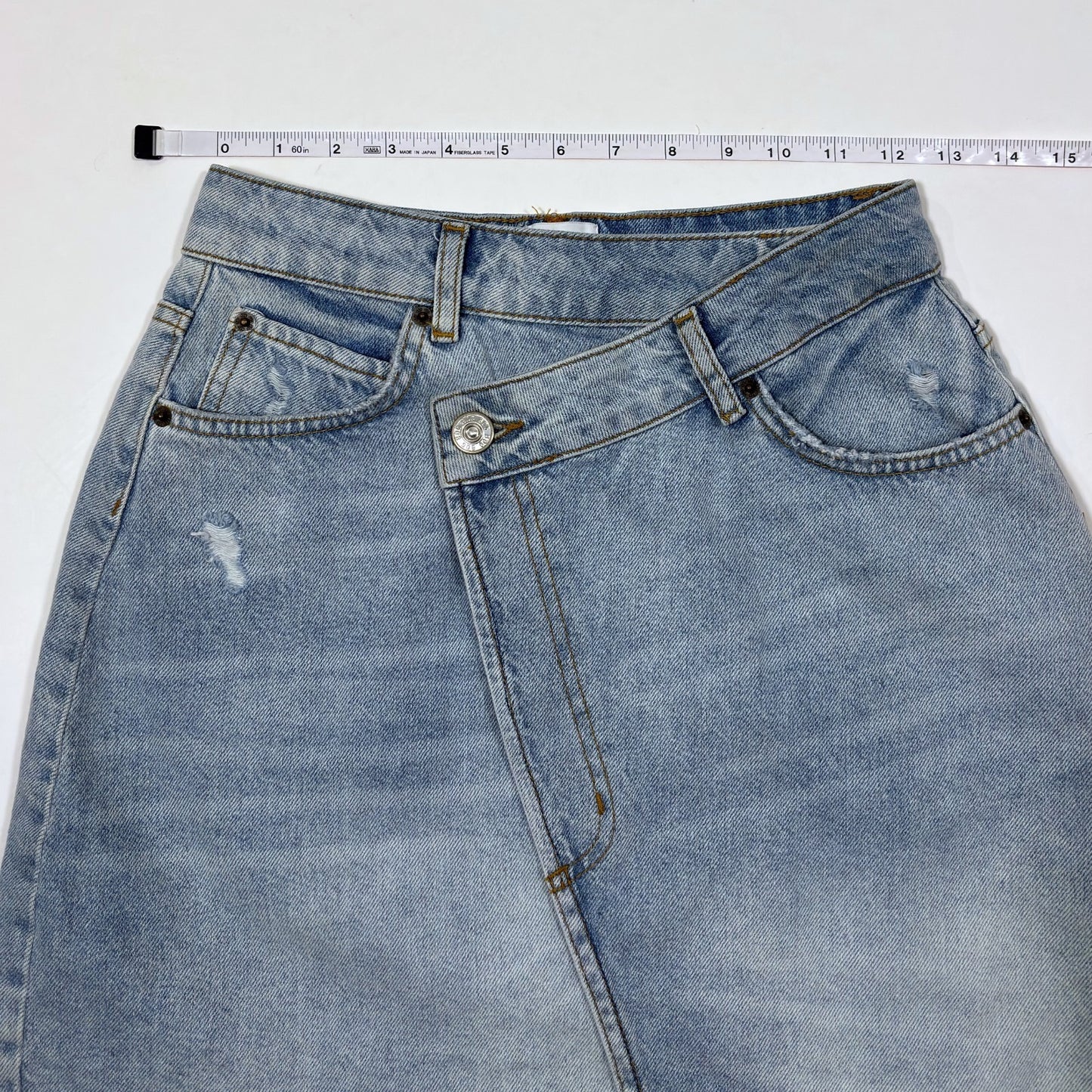Urban Outfitters BDG Asymmetrical Cross Wrap Distressed Denim Skirt - S