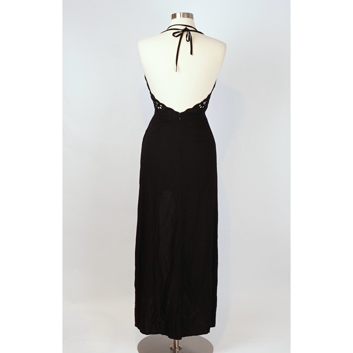 Cleobella Embroidered Lace Halter Midi Maxi Dress Tulip Hem Black - XS