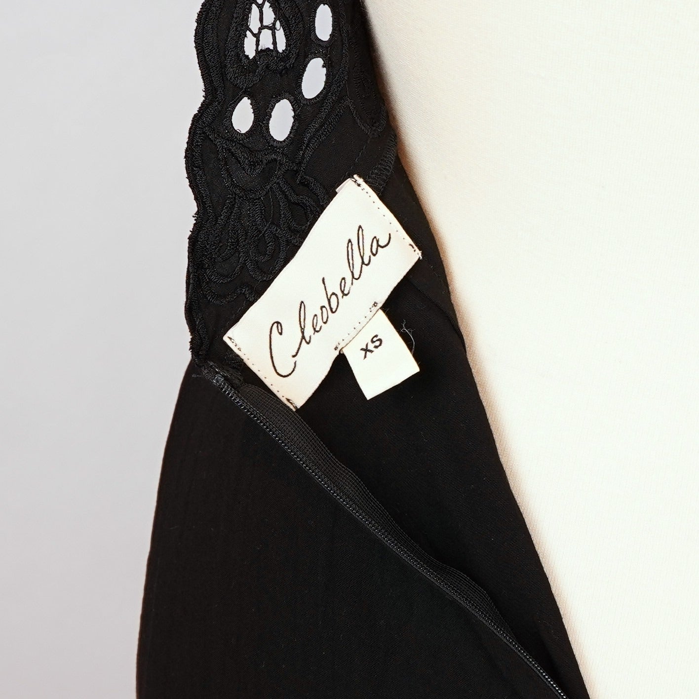 Cleobella Embroidered Lace Halter Midi Maxi Dress Tulip Hem Black - XS