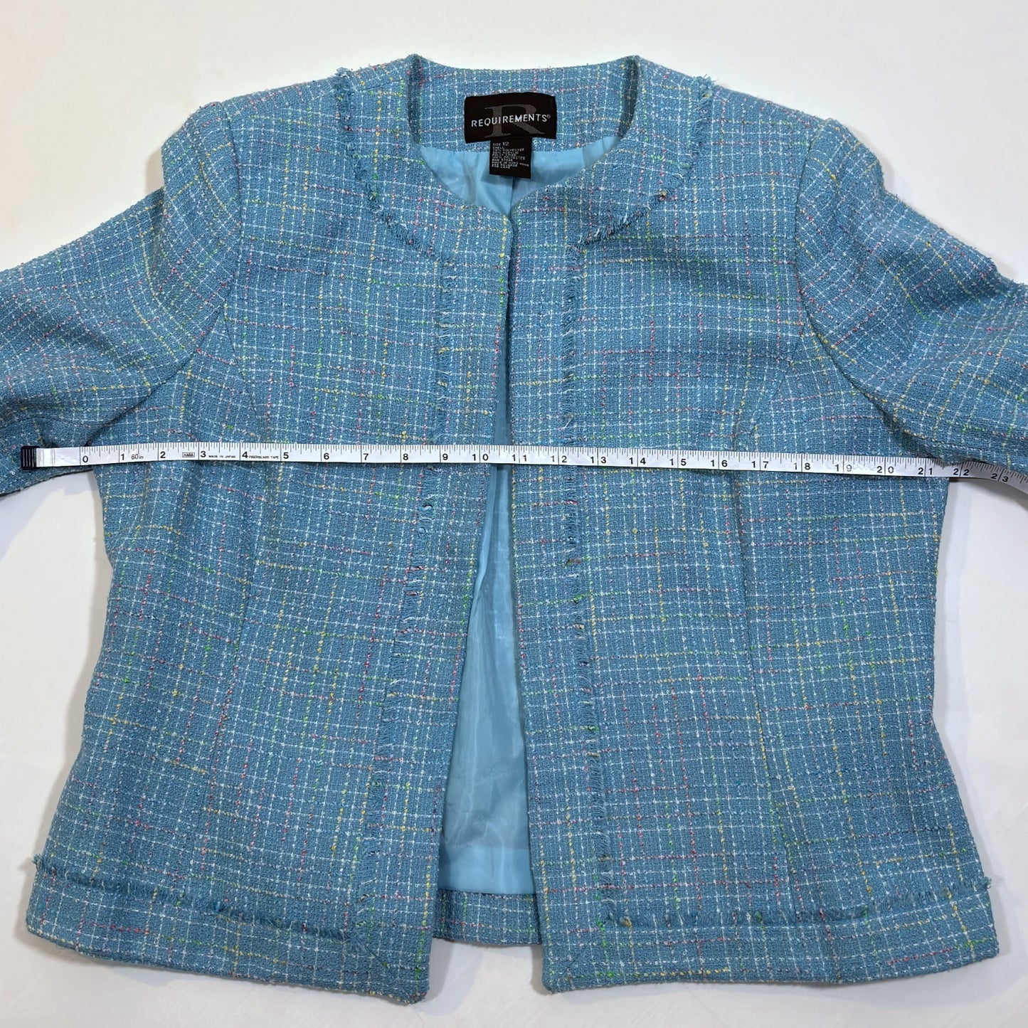 Requirements Blazer Skirt Suit Set Blue Pastel Tweed Knit - 12