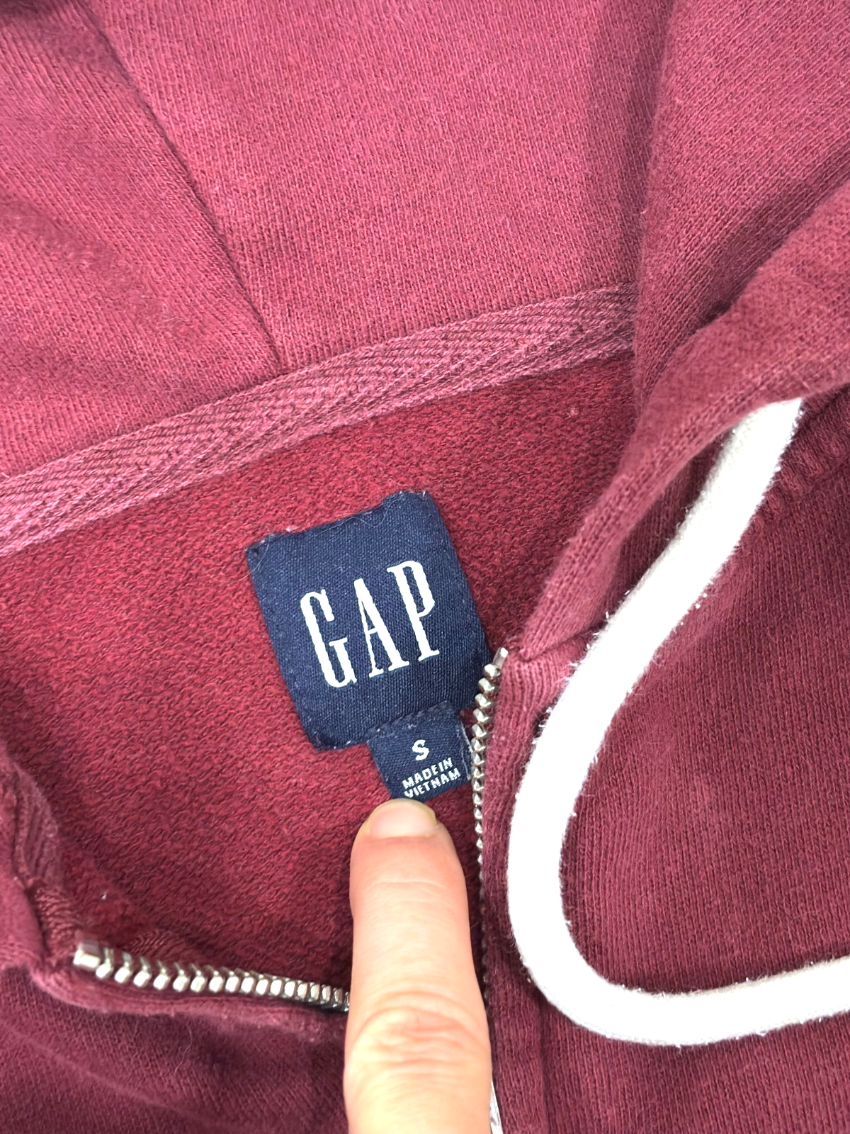 Gap Full Zip Up Hoodie Sweatshirt Deep Burgundy Maroon - S
