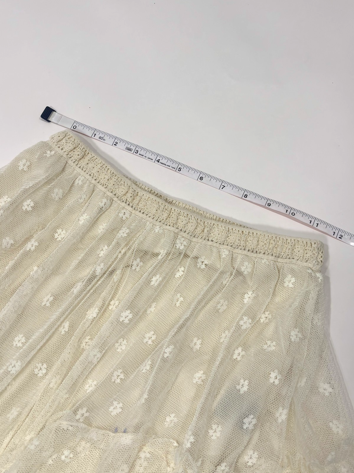 POL Romantic Ivory Skirt Layered Floral Lace Swiss Dot - One Size