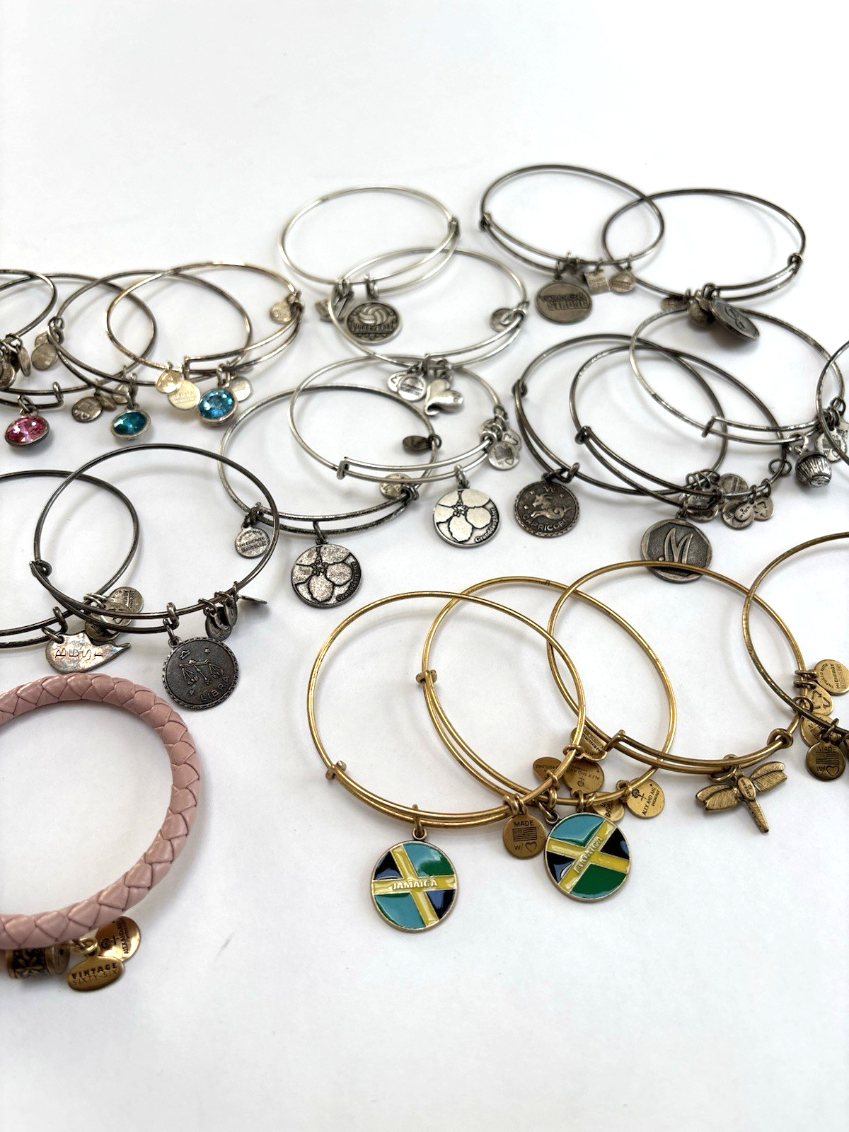 Alex and Ani Lot 26 Bangle Bracelets + 1 Ring Silver Gold Mixed