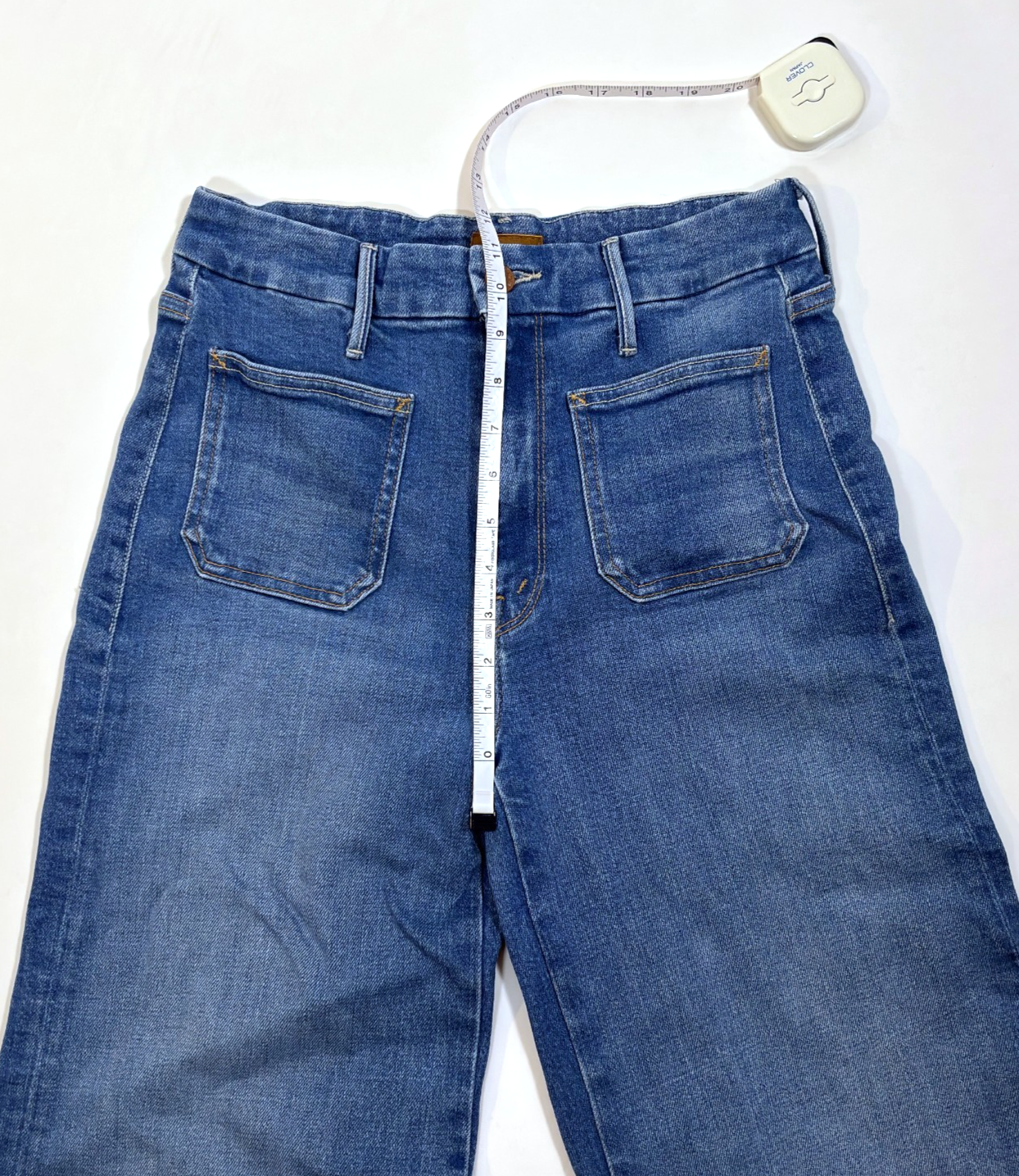 Mother Patch Pocket Roller Wide Leg Denim Jeans Medium Wash - 27