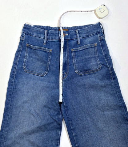 Mother Patch Pocket Roller Wide Leg Denim Jeans Medium Wash - 27