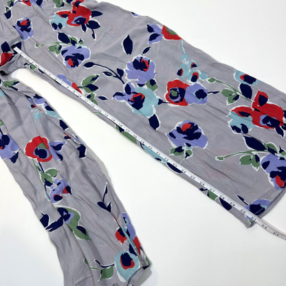 Elevenses Anthropologie Ambrosia Wide Leg Floral Pants Purple Grey Motif - Size 2