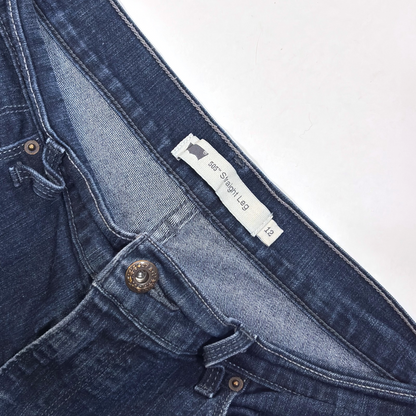 Levi's 505 Straight Leg Mid Rise Jeans Dark Wash Denim - 12