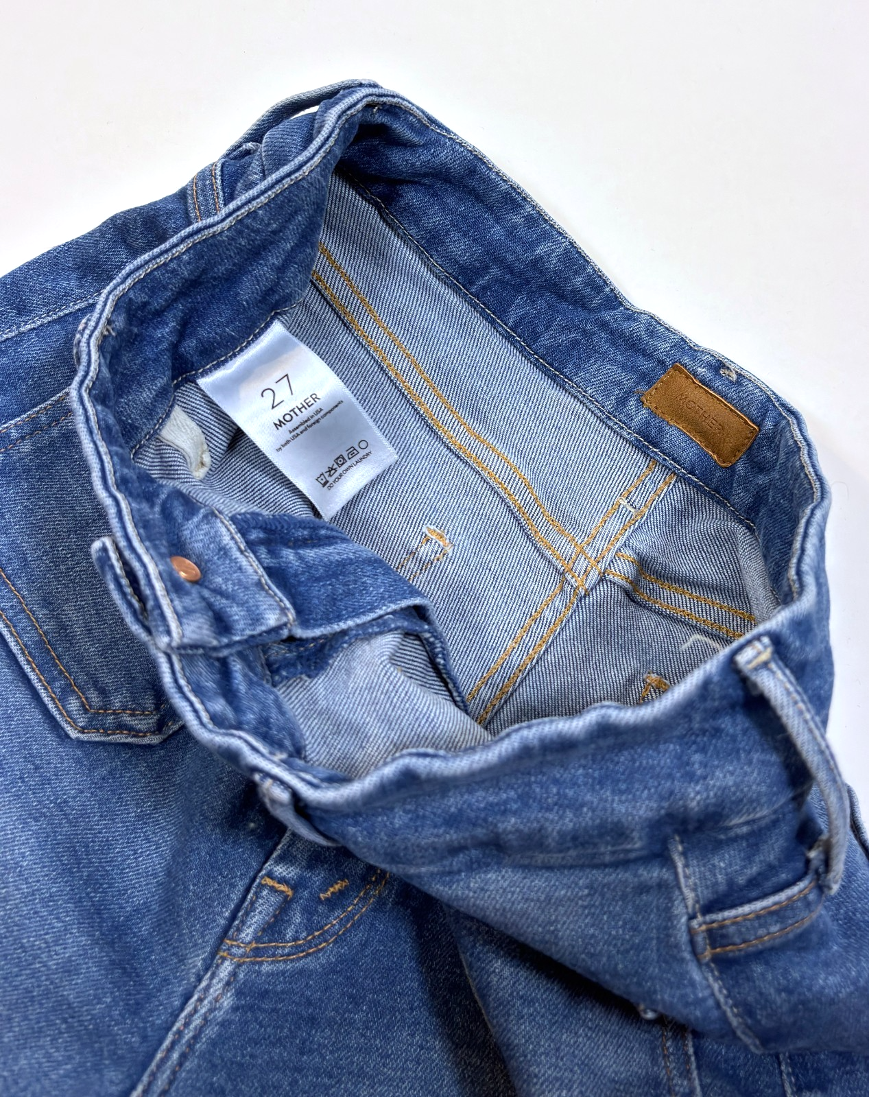 Mother Patch Pocket Roller Wide Leg Denim Jeans Medium Wash - 27
