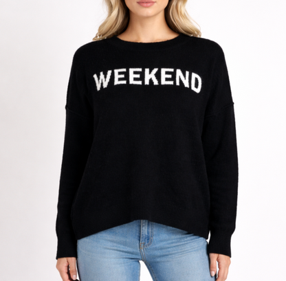 Vince Camuto The Perfect Weekend Oversized Sweater Black White - M