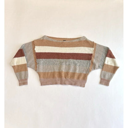 Free People Cropped Sweater Candyland Earth Tone Striped - S