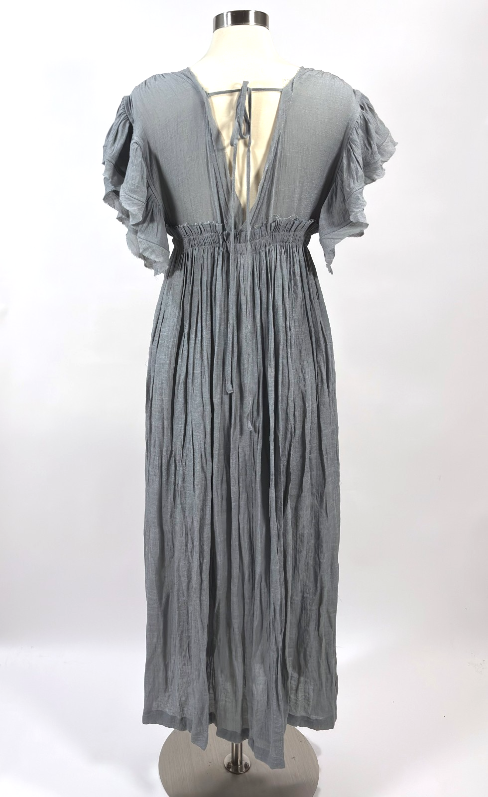 Sweet Lovely by Jen Ruffle Sleeve Button Front Maxi Dress Dove - S