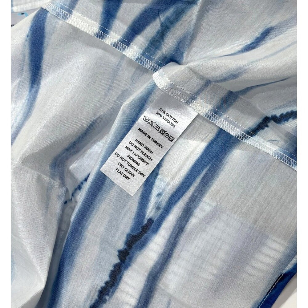 My Beachy Side Janis Belted Tunic Blue White Stripe Mini Kaftan Cover Up