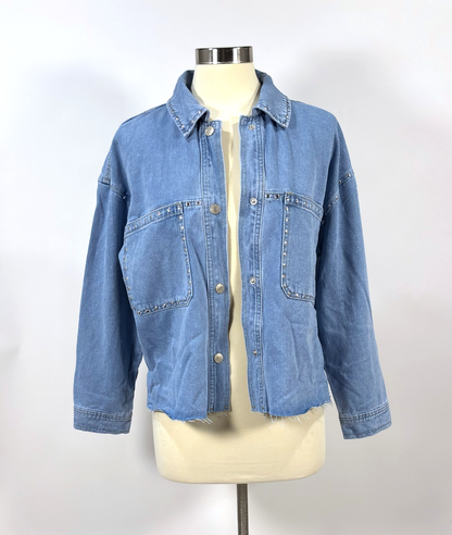 Sincerely Jules Denim Button Up Shirt Jacket Studded Western - M