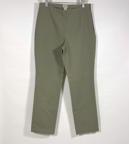 LL Bean Olive Green Straight Leg Pants Side Zipper - 14T