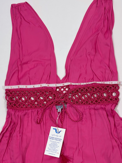 My Beachy Side Fuchsia Tie Front Mini Dress Coverup - M