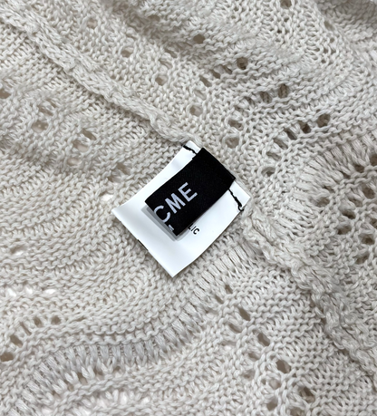 CHICME Scallop Trim Knit Split Front Hollow Out Cover Up Top Dress - M