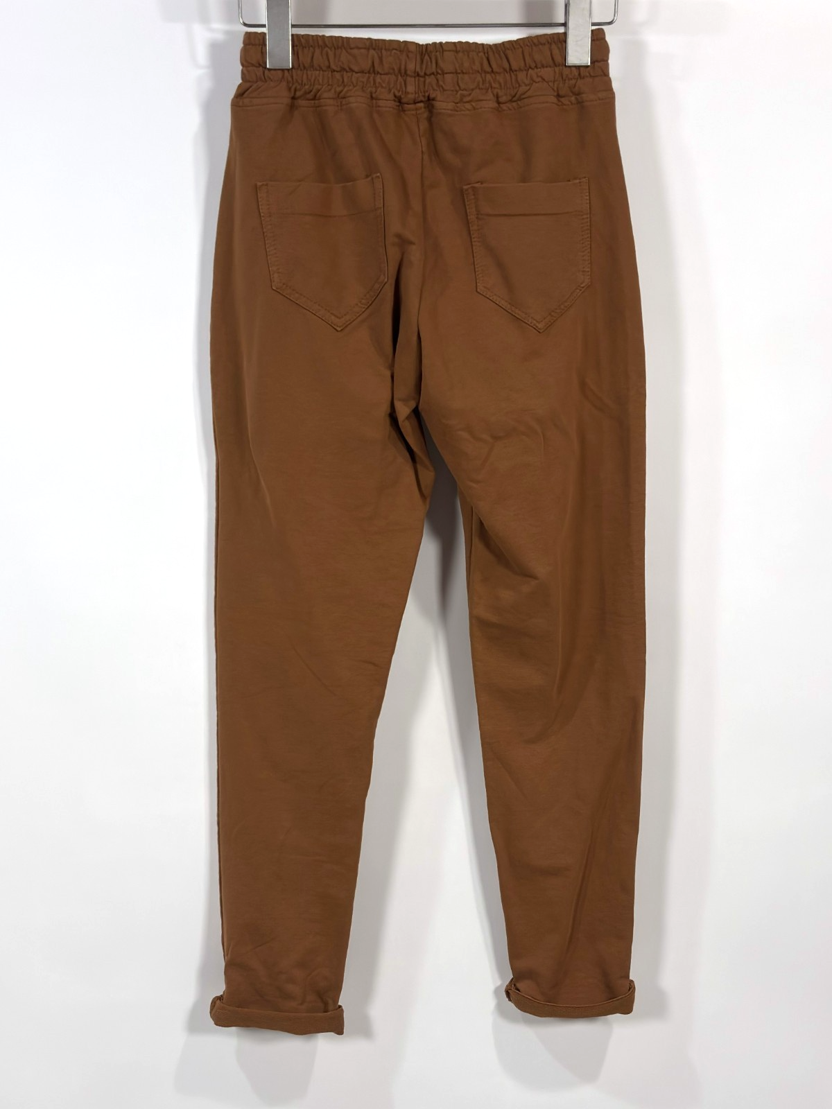 Nostalgia Elastic Waist Knit Jogger Pants Camel Brown Italy - S