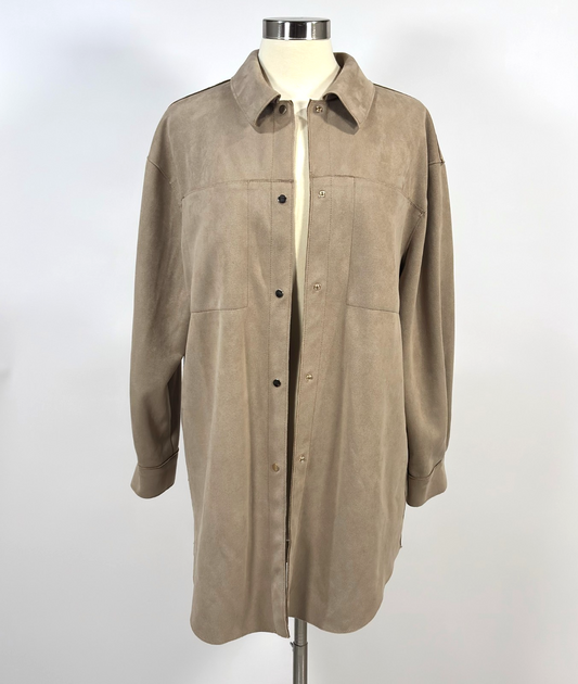Truth by Republic Faux Suede Shirt Jacket Cafe Brown - L