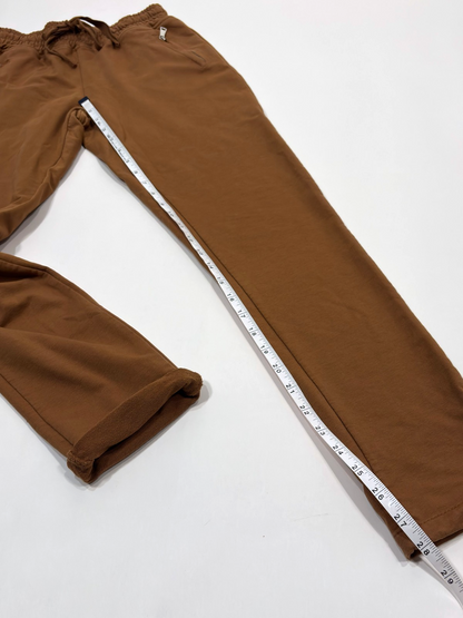 Nostalgia Elastic Waist Knit Jogger Pants Camel Brown Italy - S