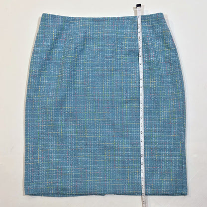 Requirements Blazer Skirt Suit Set Blue Pastel Tweed Knit - 12