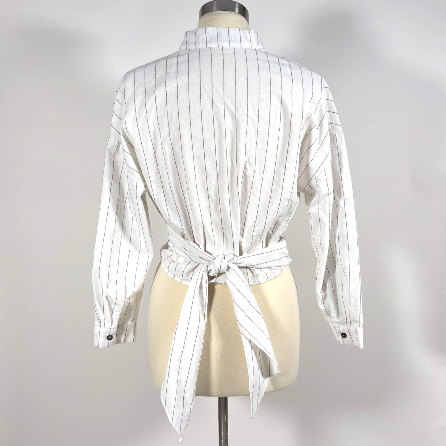 Paisie Striped Crossover Wrap Blouse - 6