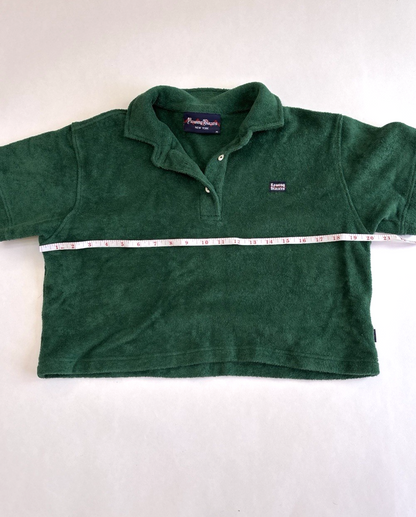 Rowing Blazers NY Terry Cropped Polo Shirt Green Organic Cotton - M