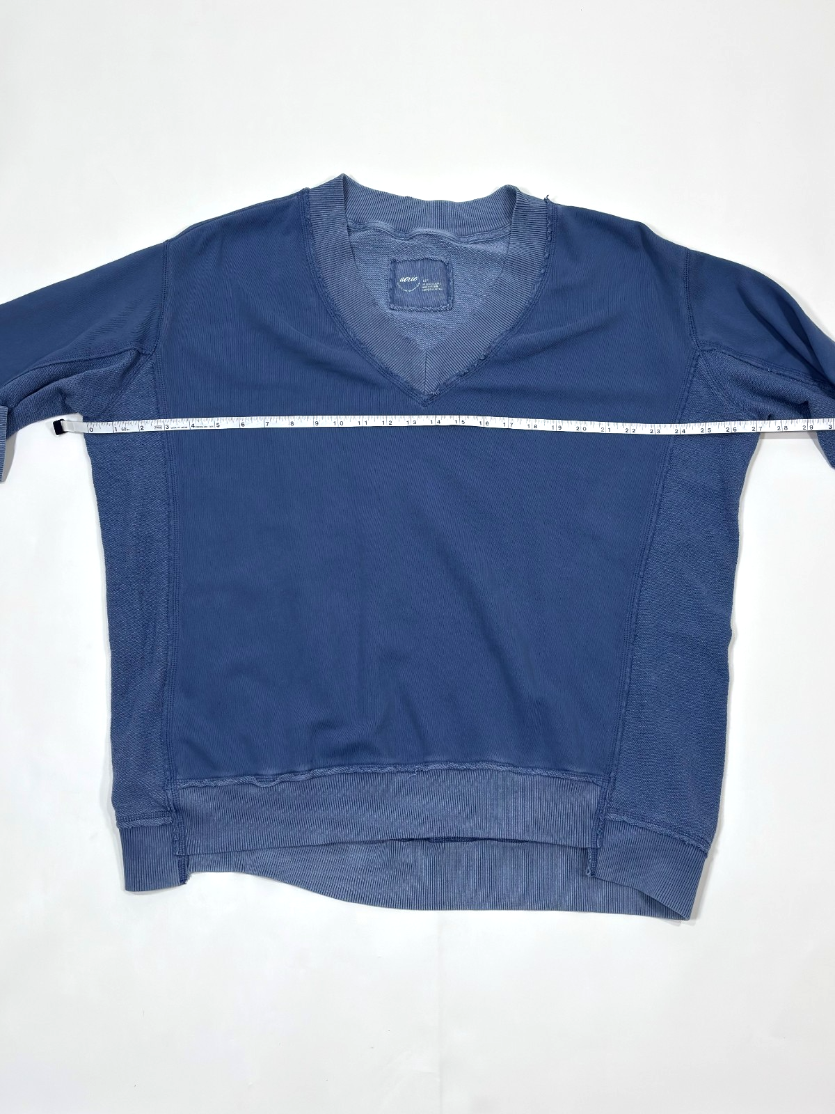 Aerie Oversized Sweatshirt V Neck Sweatshirt Blue - S