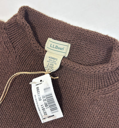 LL Bean Silk Cotton Rollneck Knit Sweater Vest Chocolate Brown - L