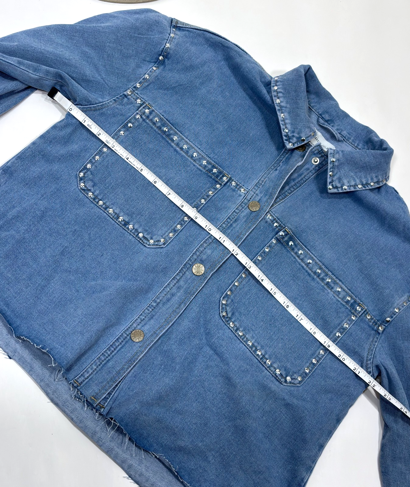 Sincerely Jules Denim Button Up Shirt Jacket Studded Western - M