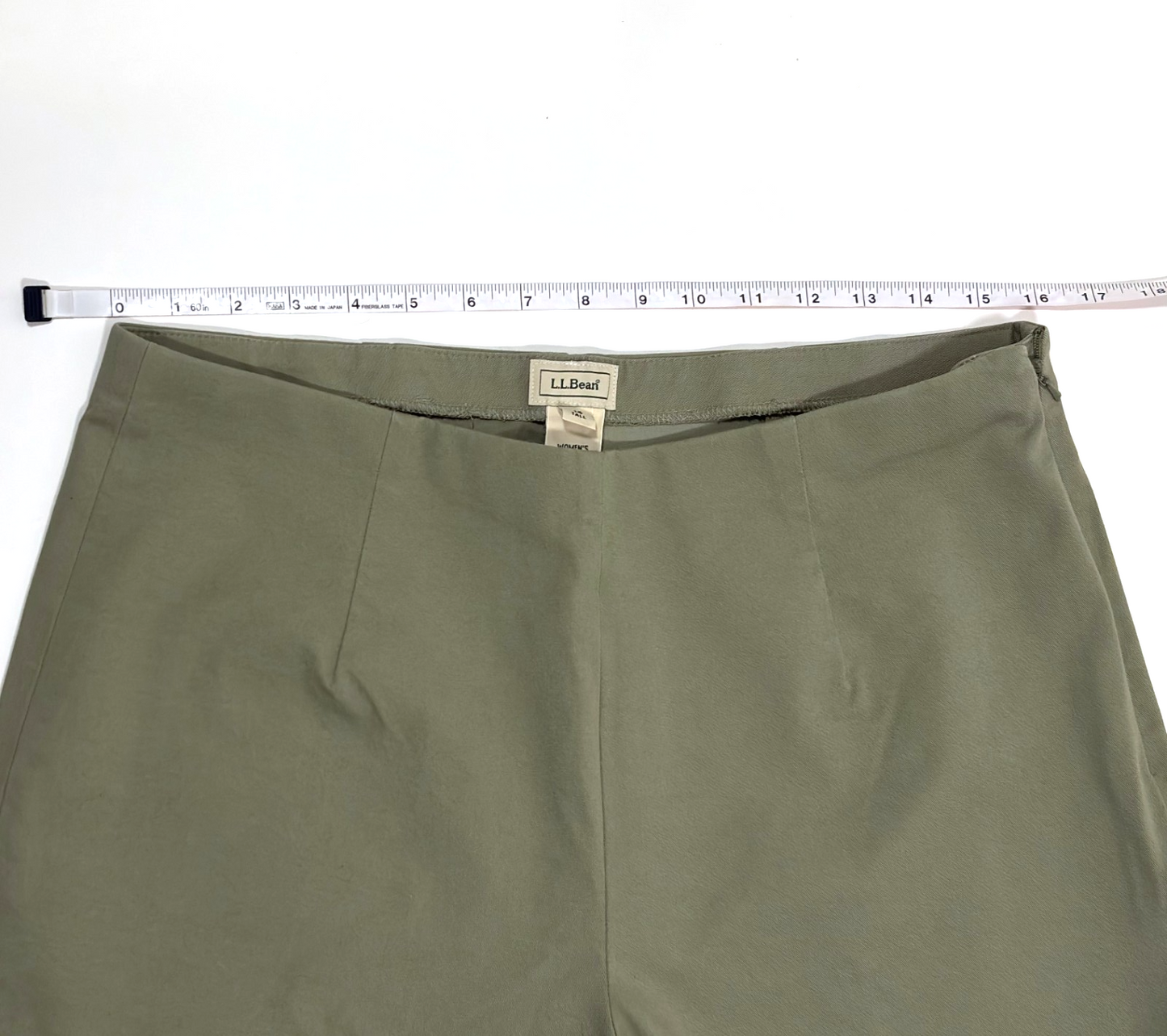 LL Bean Olive Green Straight Leg Pants Side Zipper - 14T