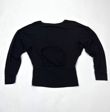 Express Open Back Dolman Long Sleeve Top Black - XS