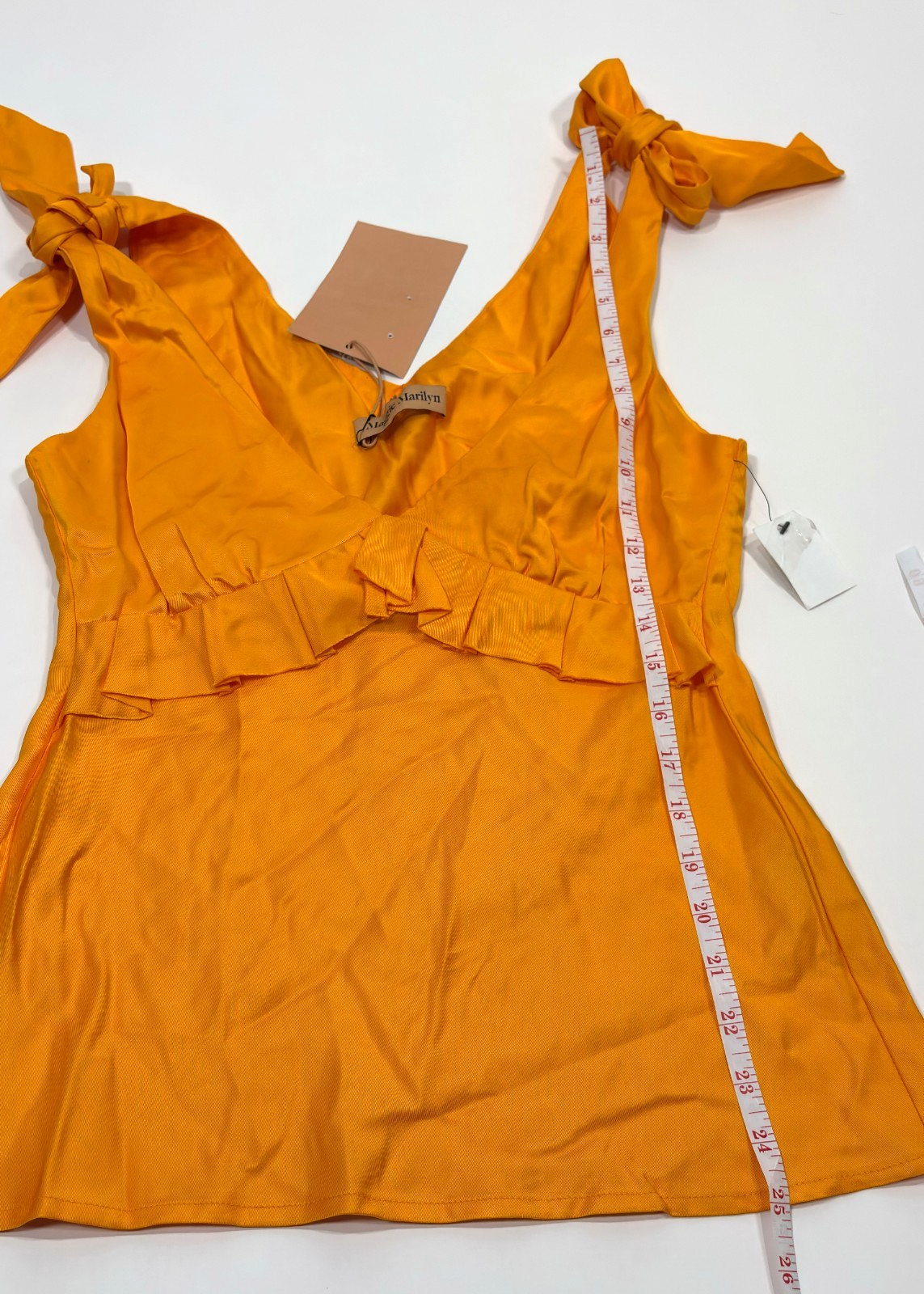 Maggie Marilyn The Diana Cami Tank Ruffle Tie Shoulder Orange - 6