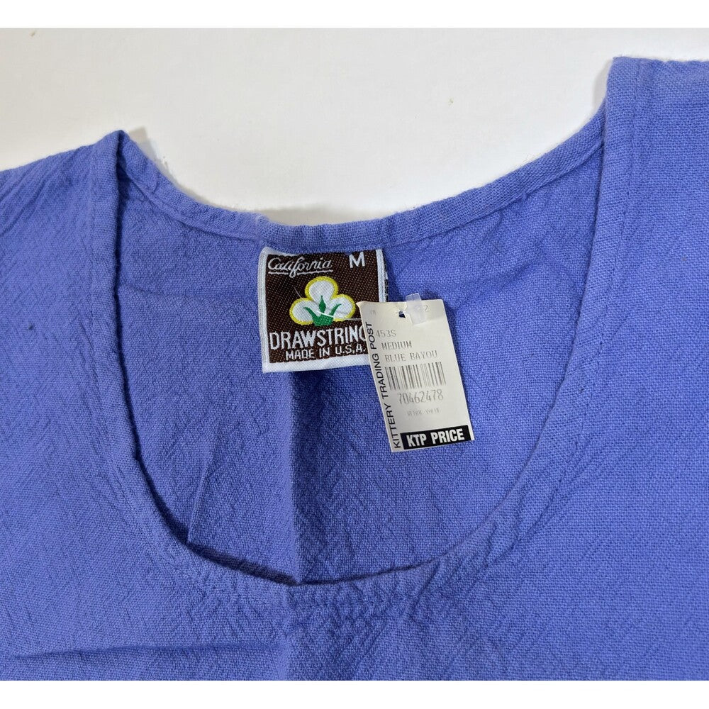 California Drawstrings Cotton Shirt Dress Blue Bayou - M
