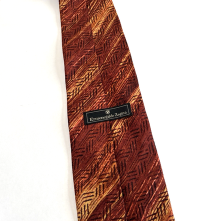 Ermenegildo Zegna Silk Neck Tie Sunset Red Yellow Vintage Italy 3.75"