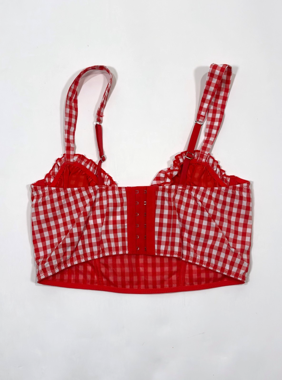 Closie Red Gingham Check Corset Crop Top Underwire Bustier - M
