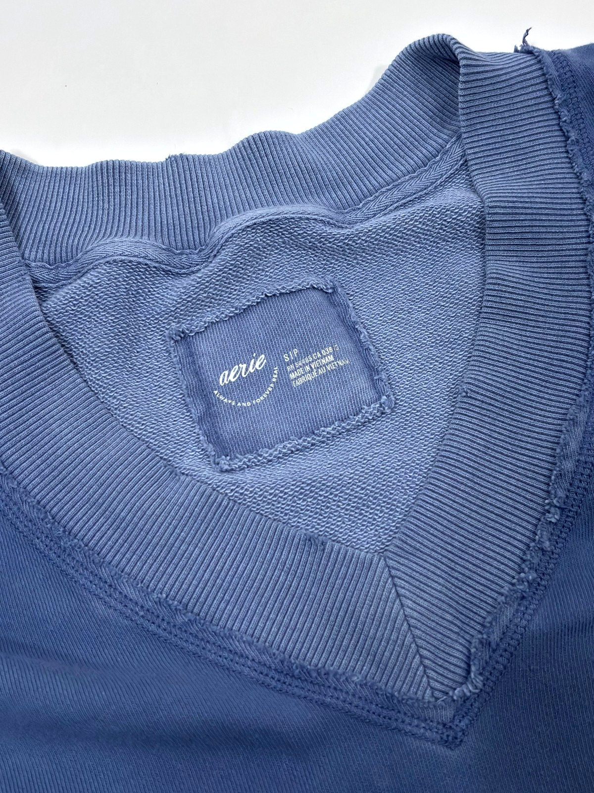 Aerie Oversized Sweatshirt V Neck Sweatshirt Blue - S
