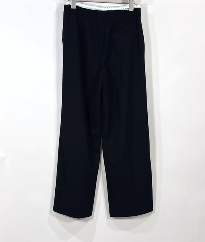 Zara Wide-Leg Double Waistband Trouser Pants Black White Drawstring - M