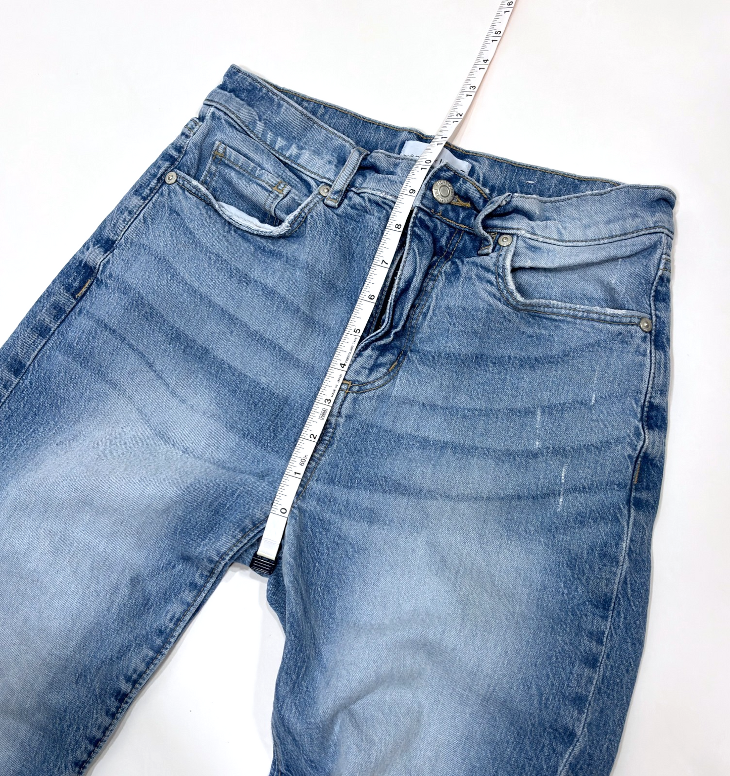 Loft The Straight Crop Jeans Medium Wash Raw Hem Distressed - 0/25