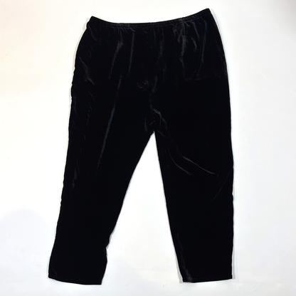 Eileen Fisher System Black Velvet Tapered Ankle Pants Elastic Waist - XL