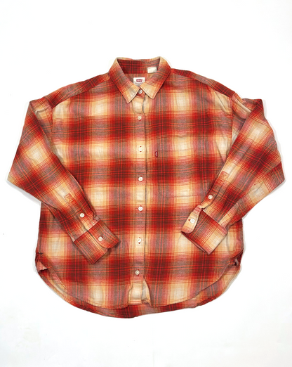 Levi's Henri Flannel Flame Scarlet Plaid Button Down Shirt - S