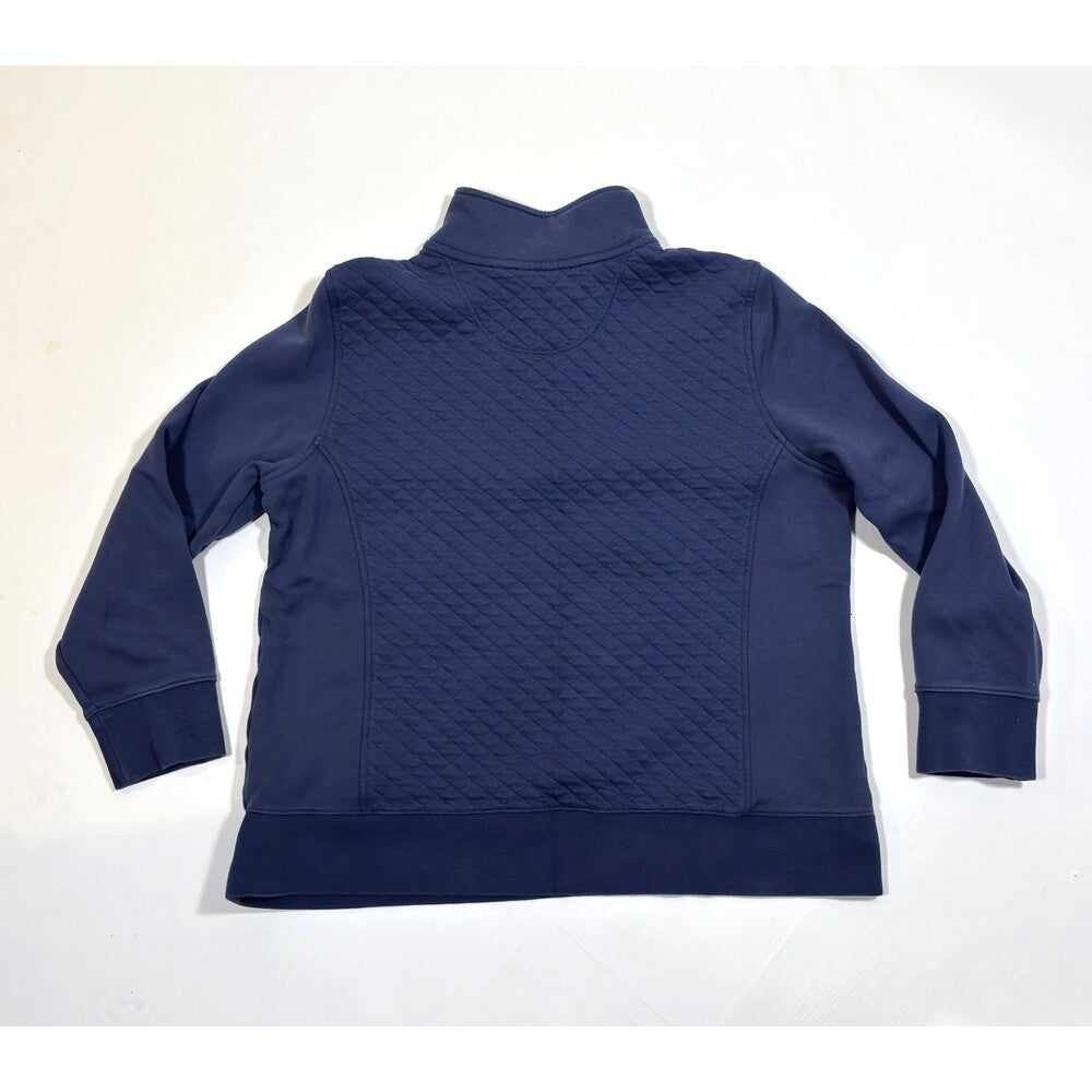 LL Bean Quilted Quarter Zip Pullover Sweatshirt Navy Blue - XL Petite