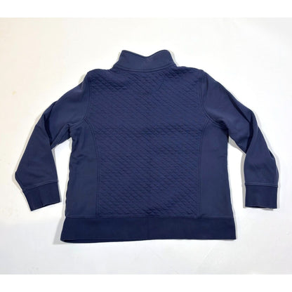 LL Bean Quilted Quarter Zip Pullover Sweatshirt Navy Blue - XL Petite