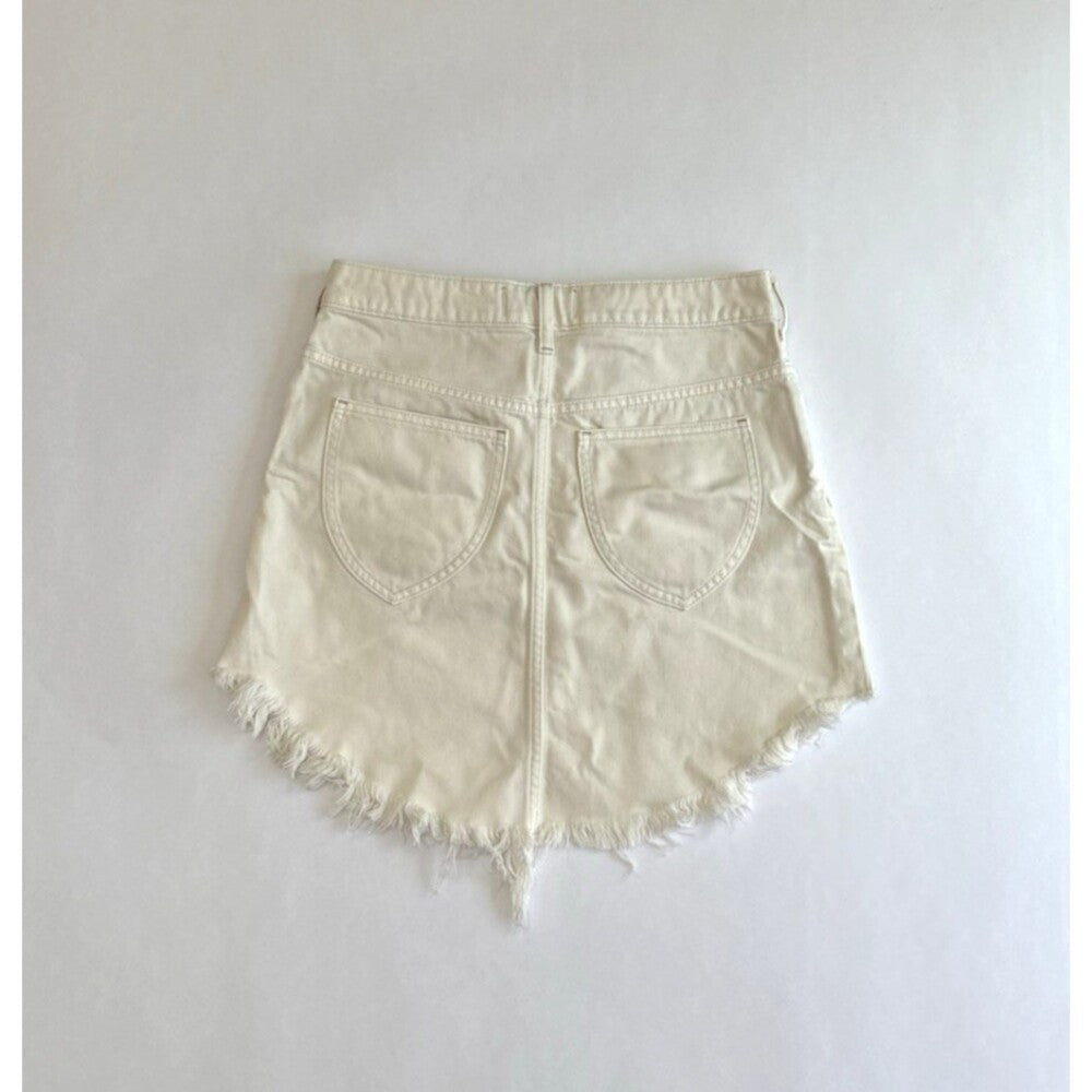 Free People Bailey Denim Jean Skirt Raw Hem White - 26